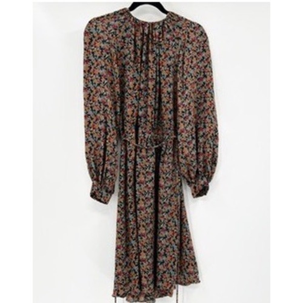 Derek Lam New York Floral Print Long Sleeve Belted Midi Dress Women's - Picture 3 of 7
